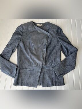 J Brand Asymmetrical Jacket Chambray Blue Suit Career 2 475